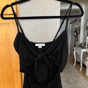 Favlux Black Cutout Bodysuit – Size Medium Adjustable Straps Tie Front